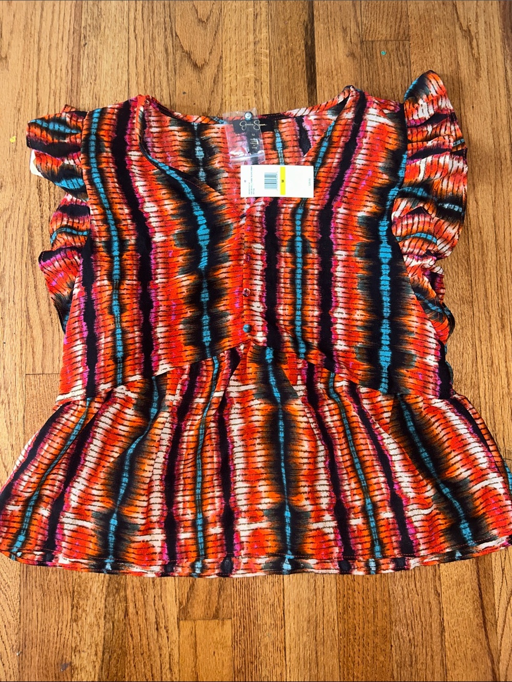 Jessica Simpson Sun Orange Fuses Tie Dye Stripe Peyton NWT Retail 60$